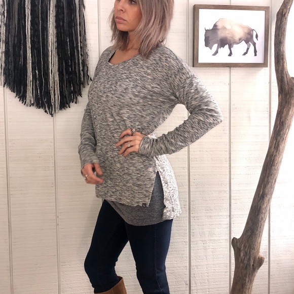 Eddie Bauer Tops - Eddie Bauer marled Gray Long Sleeve tunic thermal